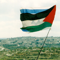 Photo: Israeli and Palestinian flags as one