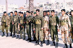 Photo: Palestinian police waiting for the students