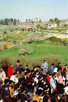 Photo: The two groups on both sides of the checkpoint