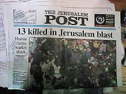 Photo: Jerusalem Post reporting the bombing
