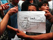 Photo: Palestinian residents of Hebron with the leaflet.