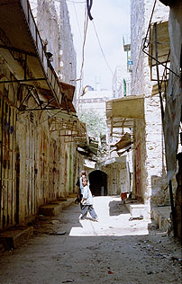 Photo: Hebrons deserted streets on Friday 18 July, 1997
