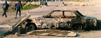 Photo of car used as a barricade