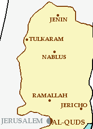 Map of northern part of West Bank