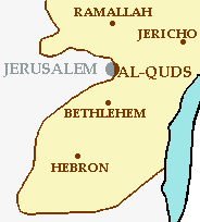 Map of southern part of West Bank