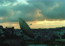 Photo media's satellite dish during Hebron redeployment coverage