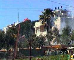 Photo: Teargas fired by Israeli troops in a nearby garden.
